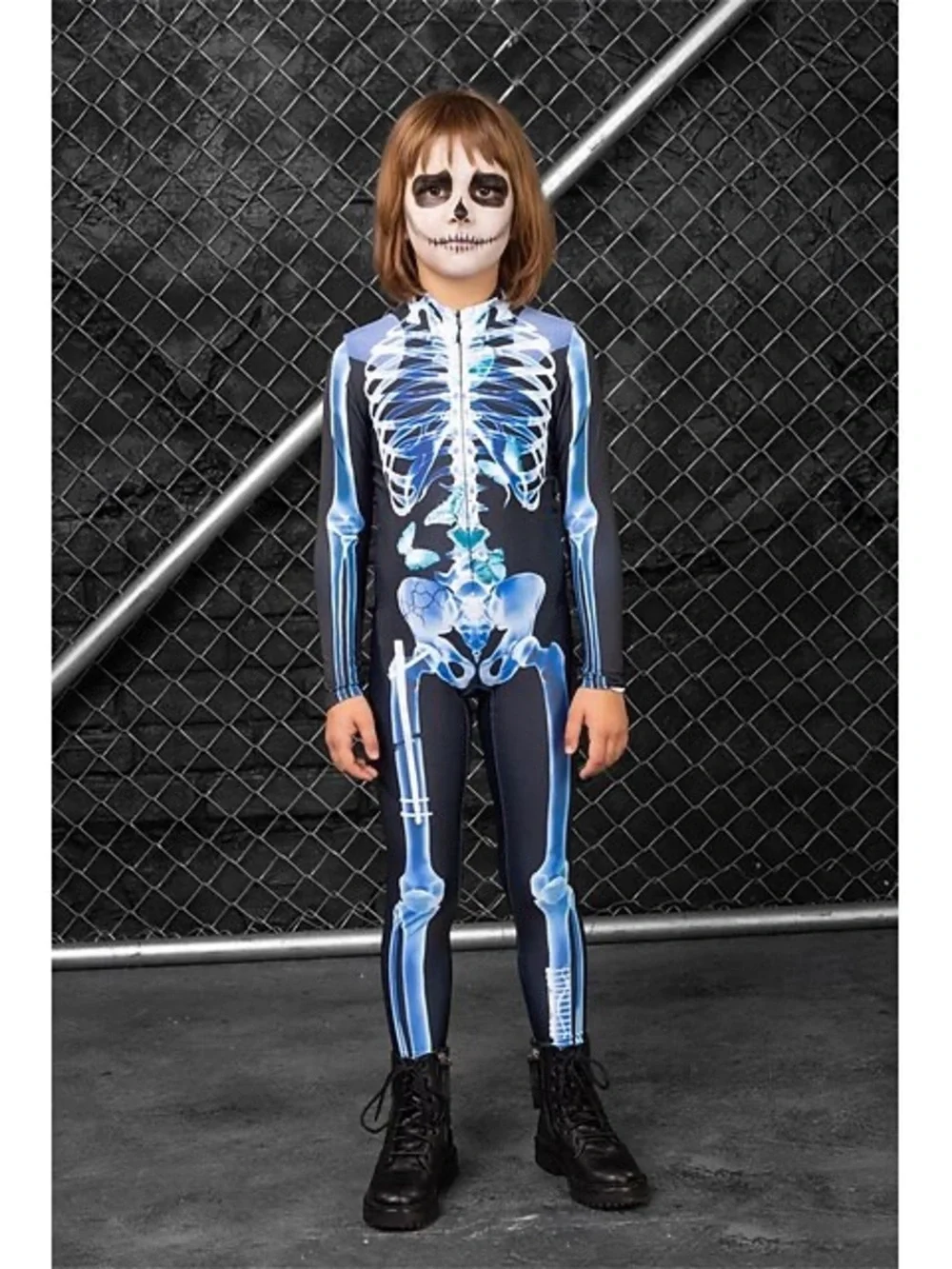 Blue Skeleton Kids One-Piece Costume